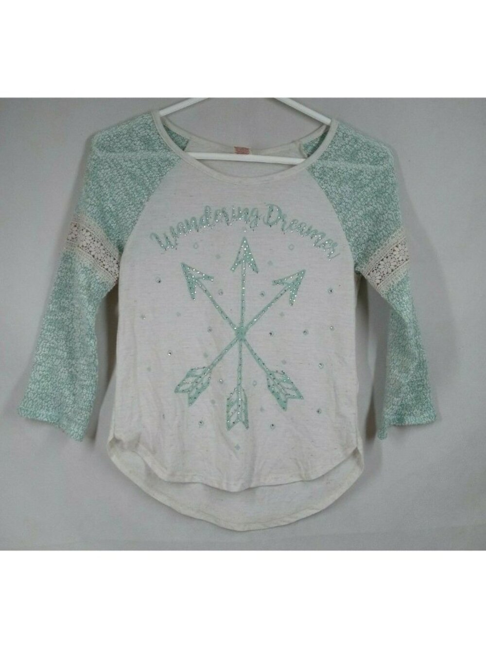 Arizona Jeans Girl's Wandering Dreams Beaded Metallic Shirt Size Large 14